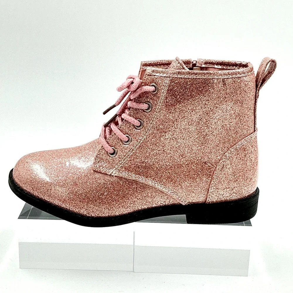 Lucky Brand Girls Size 3 Boots Pink Glitter Zip NEW Kristen Little Kid $55